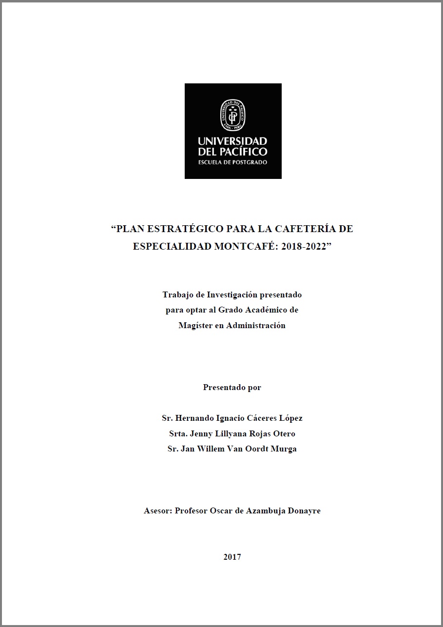 Plan estratégico para la cafetería de especialidad Montcafé: 2018-2022