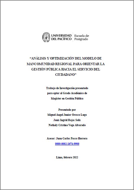 Análisis y optimización del modelo de mancomunidad regional para orientar  la gestión pública hacia el servicio del ciudadano